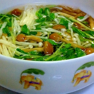 豆苗と茸のローカロリースープ